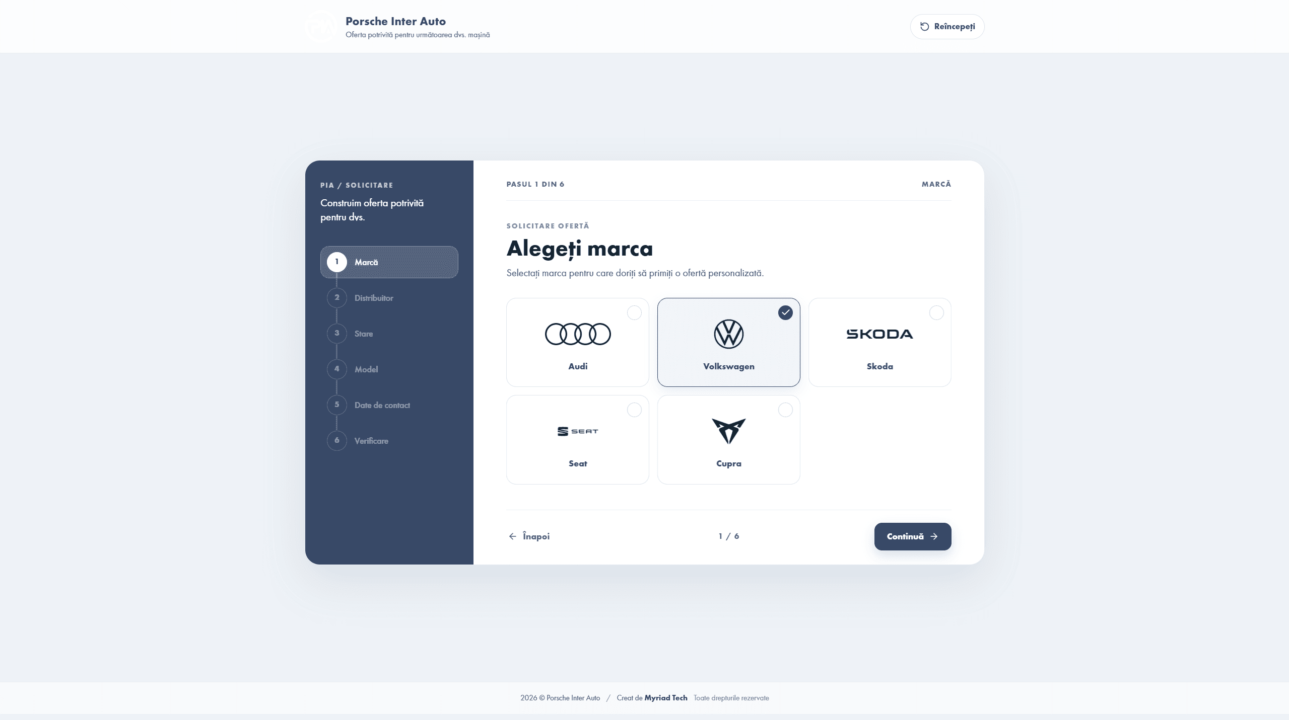 Screenshot of the Multi-Step Form website — Games/Apps, built by Myriad Tech